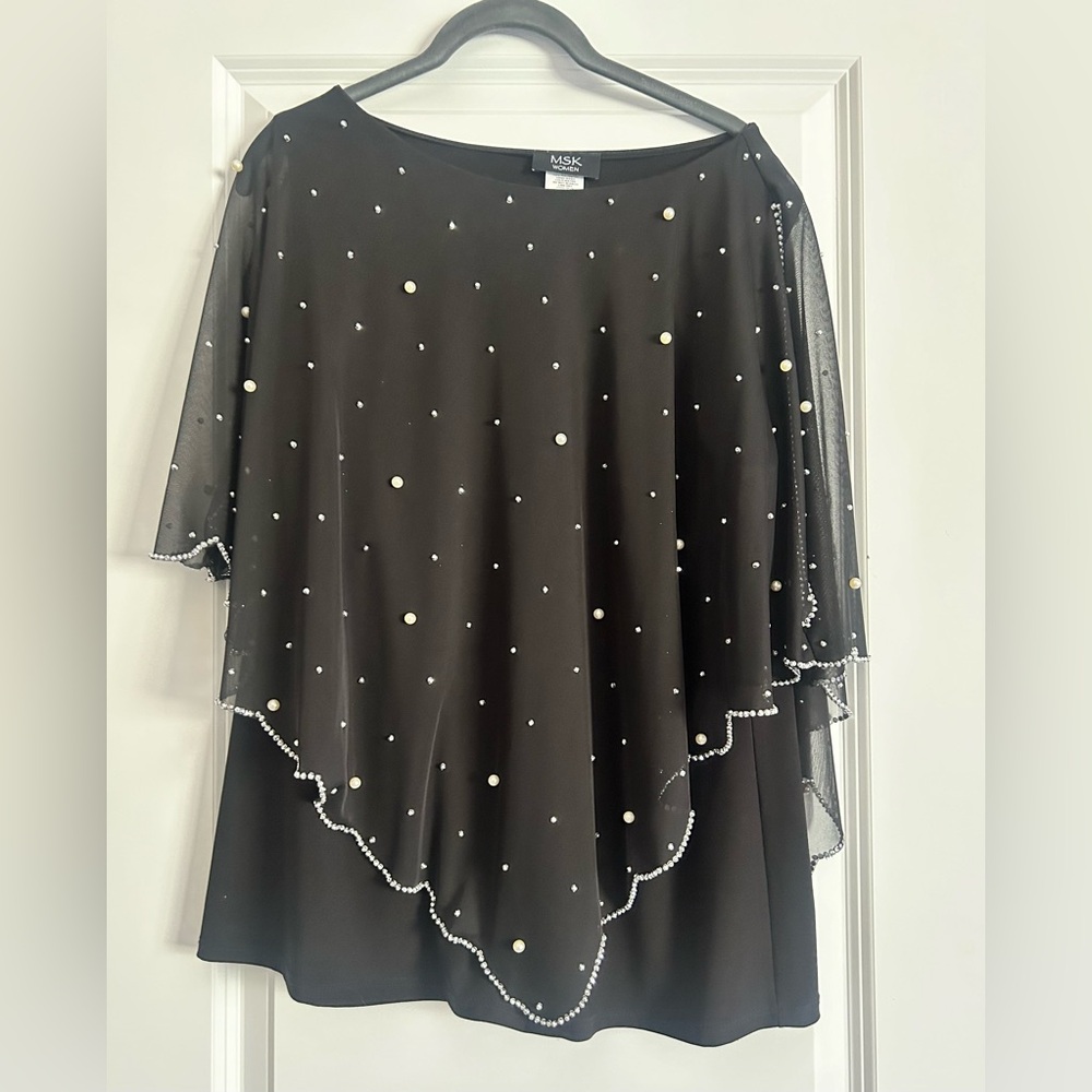 MSK | Embellished Overlay Top | Black | 1X